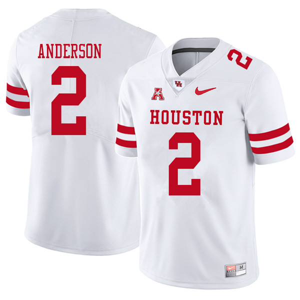 2018 Men #2 Deontay Anderson Houston Cougars College Football Jerseys Sale-White - Click Image to Close